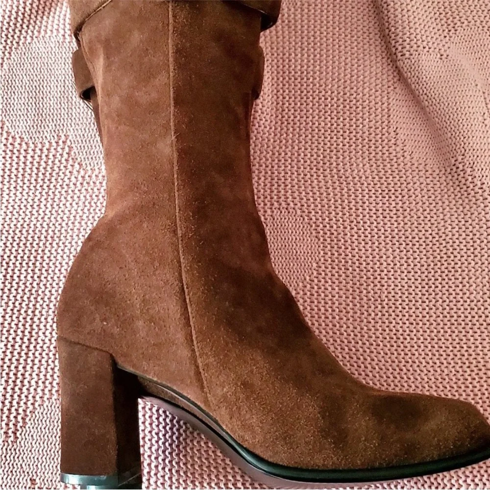 Vintage 90’s Steve Madden Women’s Brown Suede Mid-Calf GOGO Block Heel Boots